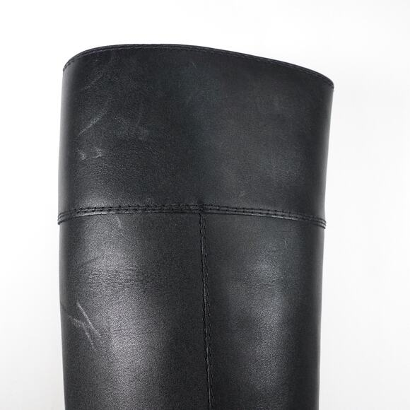 New Imperfect Michael Kors Women's Carlisle Leather Riding Boot Black 7WS - Picture 2 of 11